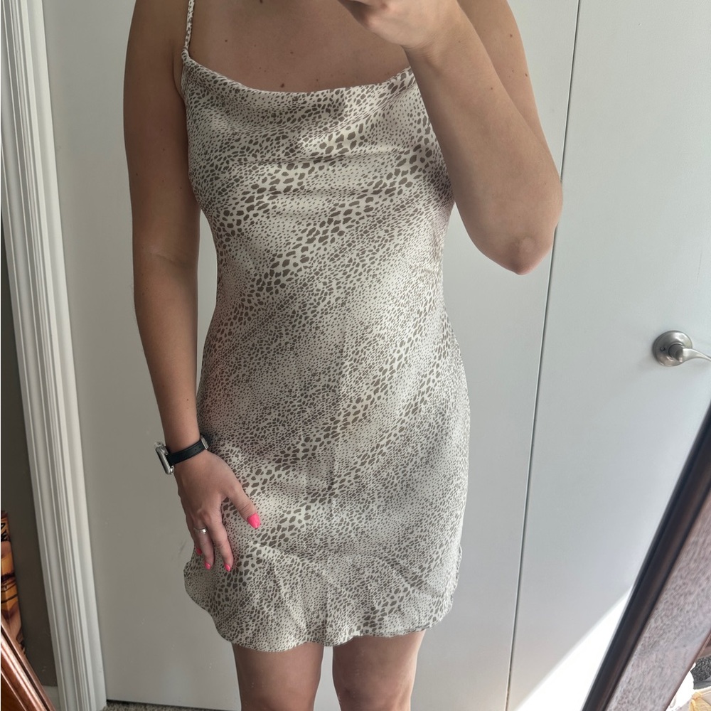 NWT Audrey 3+1 Leopard Print Slip Mini Dress